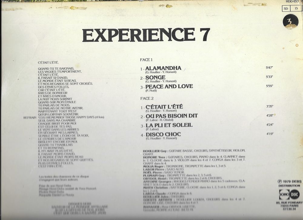 Vinyle 33 T Experience 7 Alamandha CD et vinyles