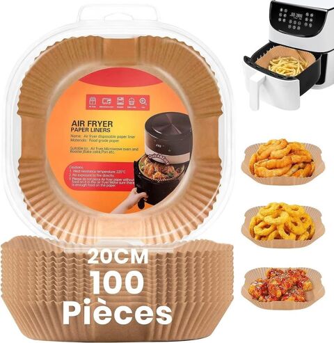 Papier Sulfurisé carré pour Friteuse à Air,100 Pièces, (20cm 14 Avion (62)