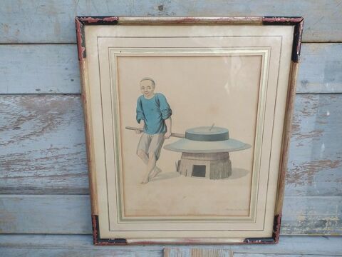 Gravure Pu Qua Canton M�tier Meunier Chinois Chine XVIIIe 120 Loches (37)