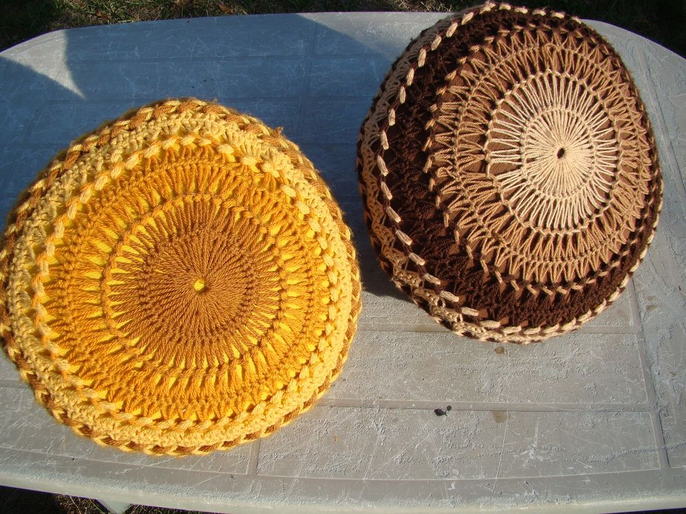 Lot de 2 coussins " Soleil " - vintage ann&eacute;es 1970 Décoration
