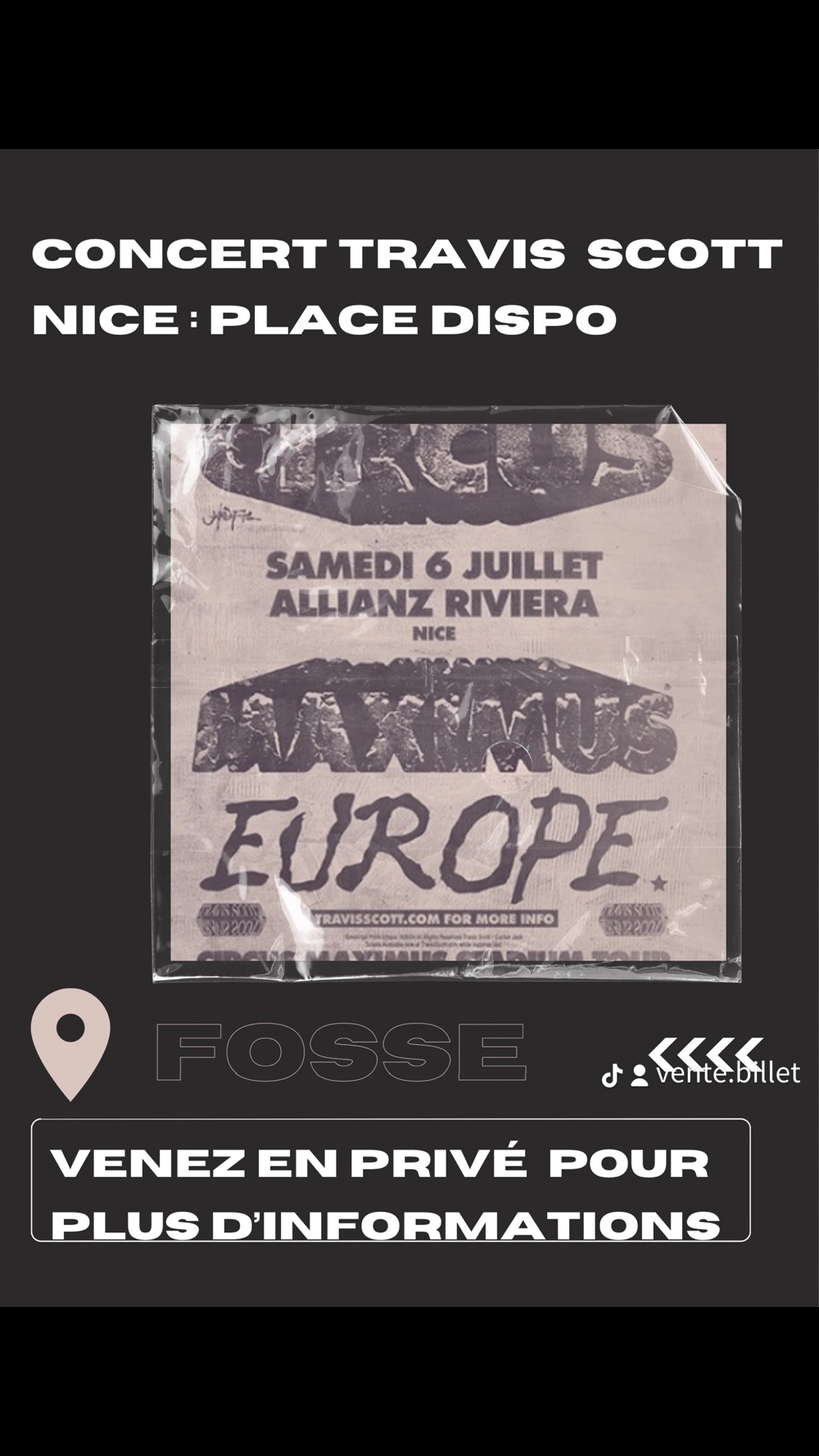 Place en fosse Travis Scot Nice Billetterie