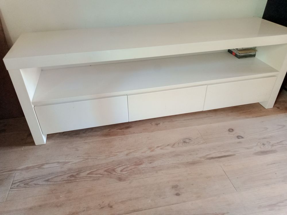  BUFFET SALON / BAHUT 3 portes - laqu&eacute; blanc brillant - 
Meubles