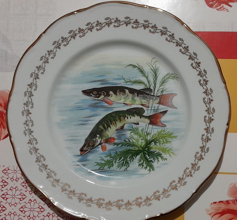 Service &agrave; poissons en porcelaine Décoration