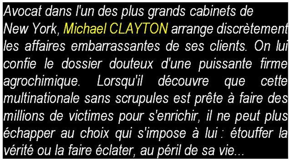 Michael CLAYTON (thriller) format : DVD DVD et blu-ray