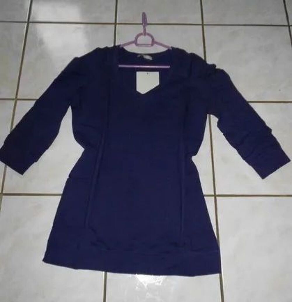 Pull tunique violet L 70 cm M . fronc&eacute;es T 38 - 40 / 40 Vêtements