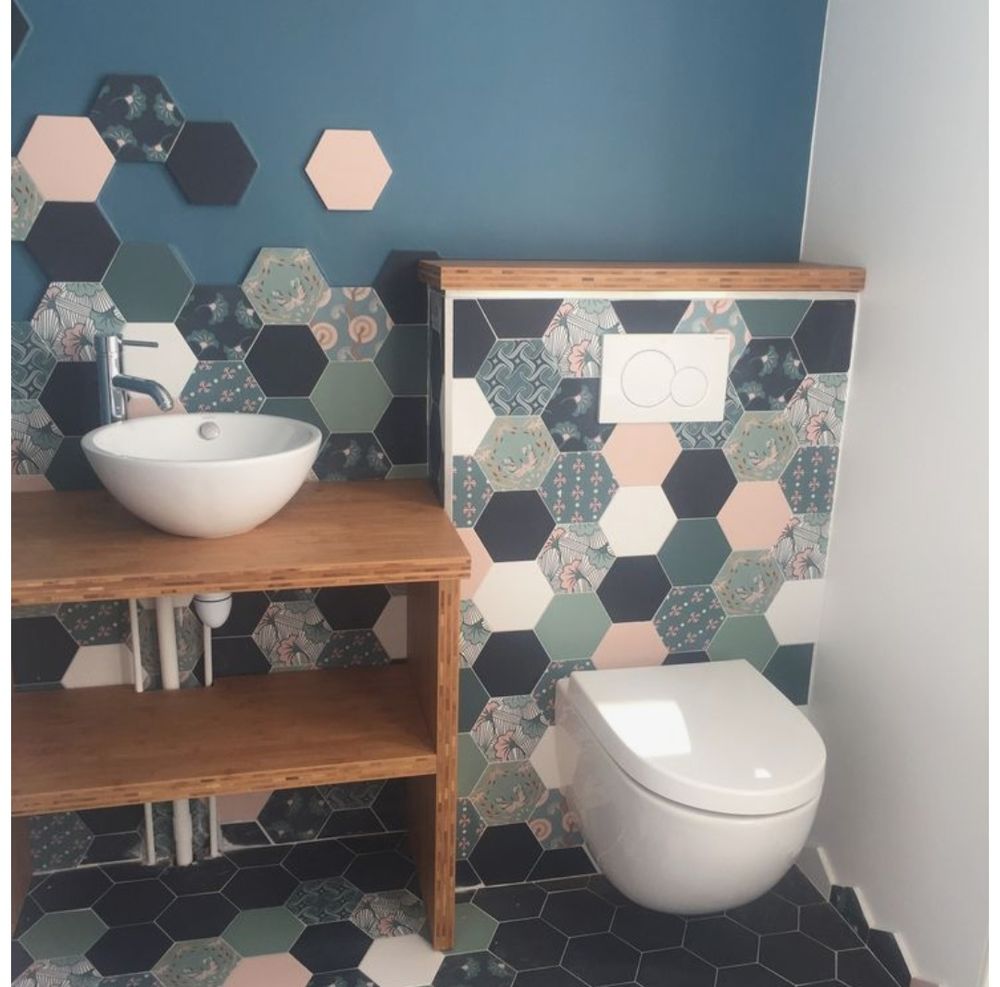 Carrelage hexagonal
Tommettes en gr&egrave;s " good vibes" Bricolage