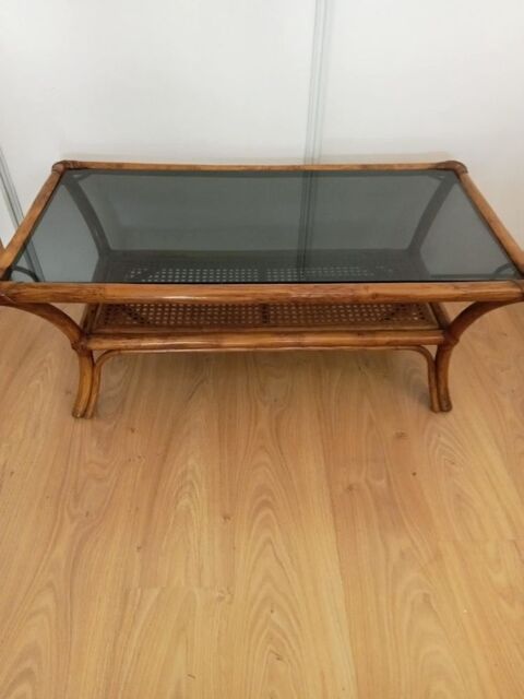 Table de salon rotin et verre  50 Sireuil (16)