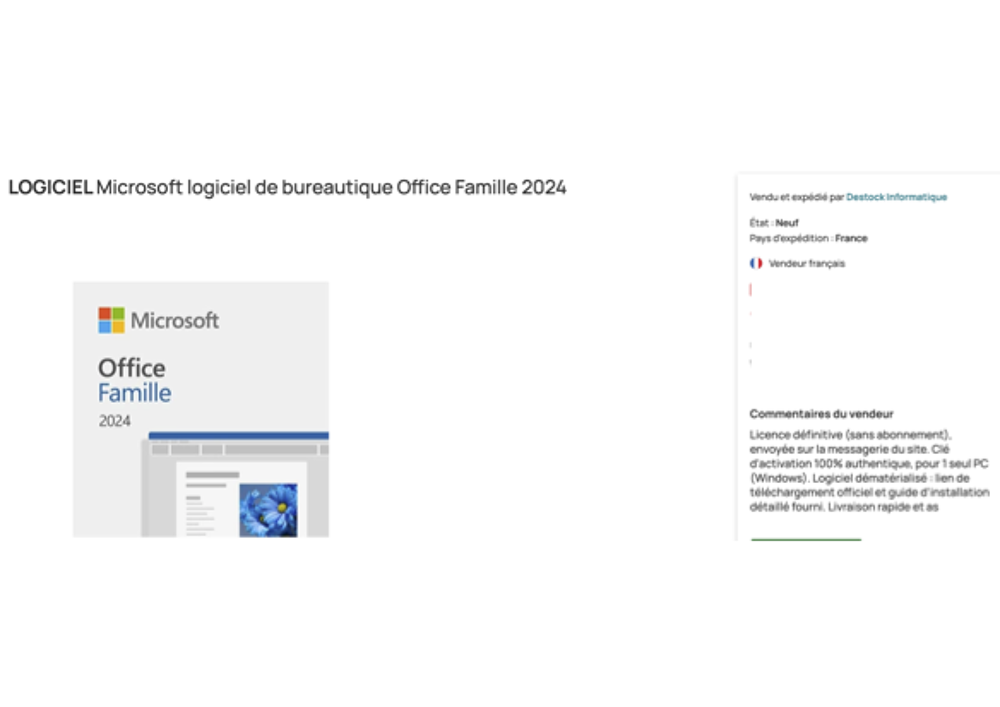 Microsoft logiciel de bureautique Office Famille 2024 Matériel informatique