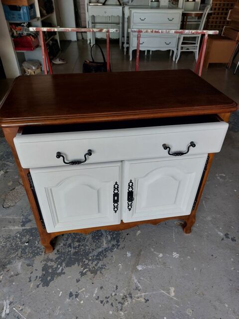 meuble de rangement blanc et bois poignées noires 100 Verrières (10)