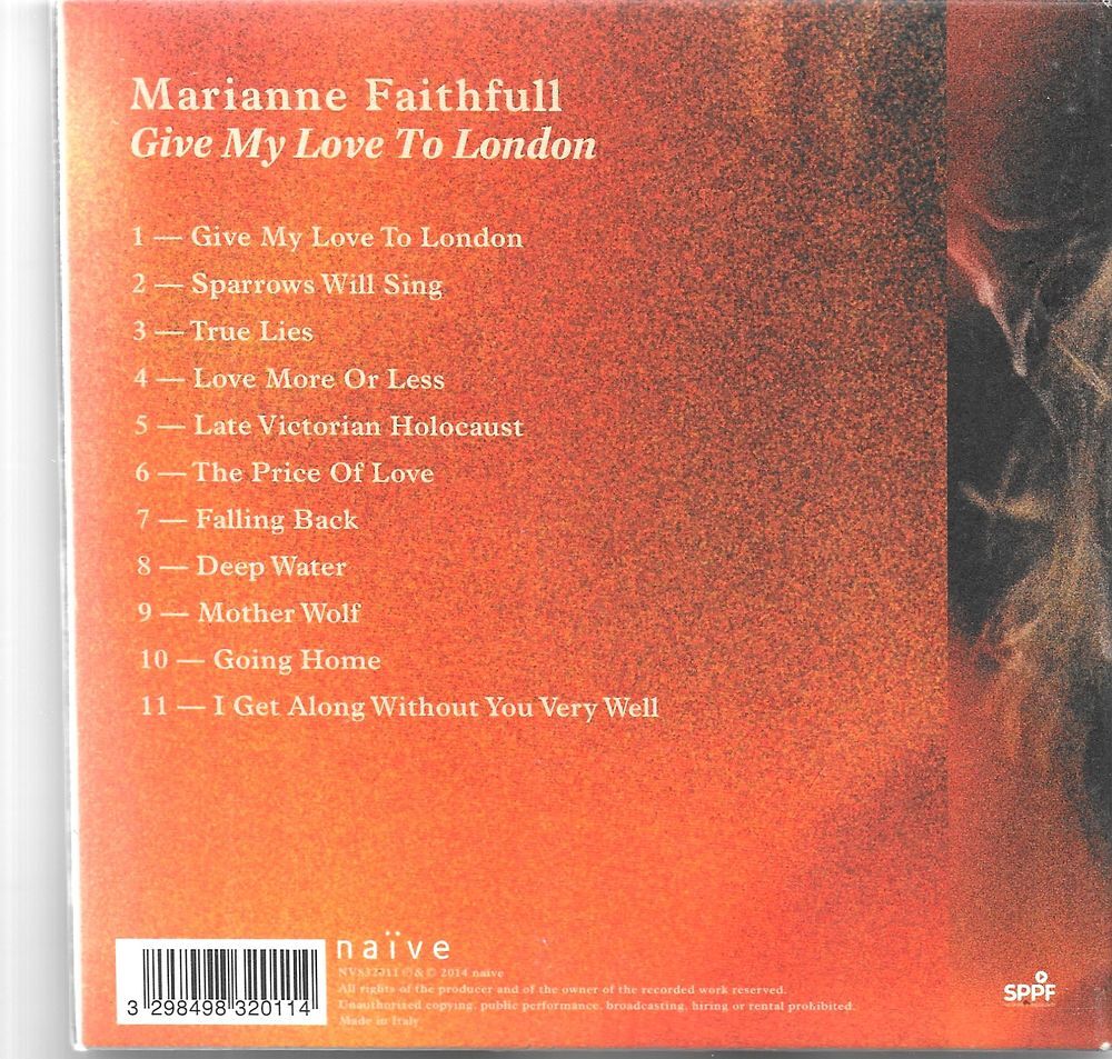 Marianne Faithfull - Give My Love To London [CD Album 2014] CD et vinyles