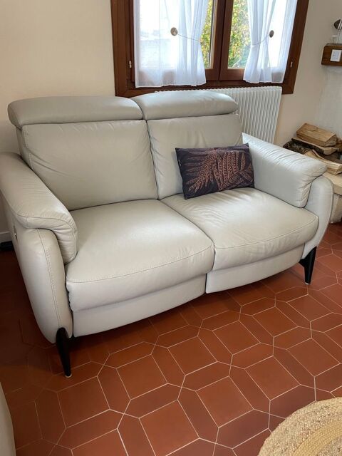 Canap cuir  ,  SALONA   2places lectric 1500 Cognac (16)