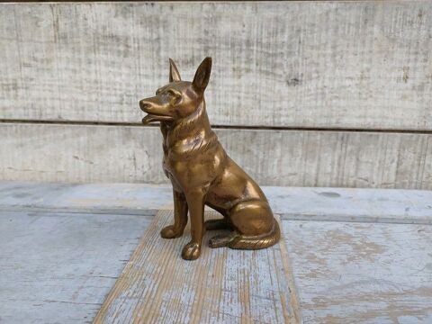 Ancienne Sculpture Bronze Chien Berger Allemand Malinois  75 Loches (37)
