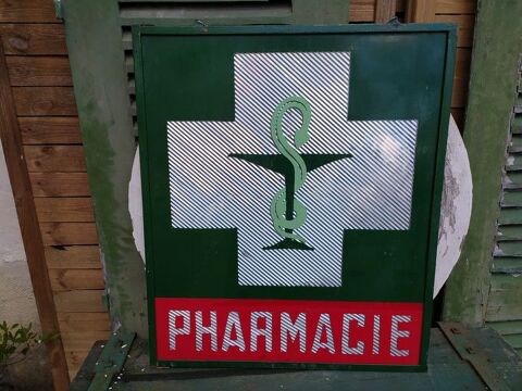 Ancienne Enseigne Pharmacie Verre et M�tal M�tier Commerce 600 Loches (37)