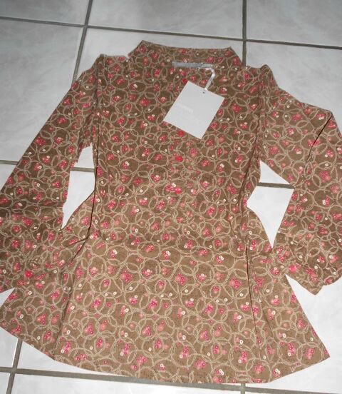 Tunique camel fleurie liberty col Claudine neuve T 8 ANS 5 Domart-en-Ponthieu (80)