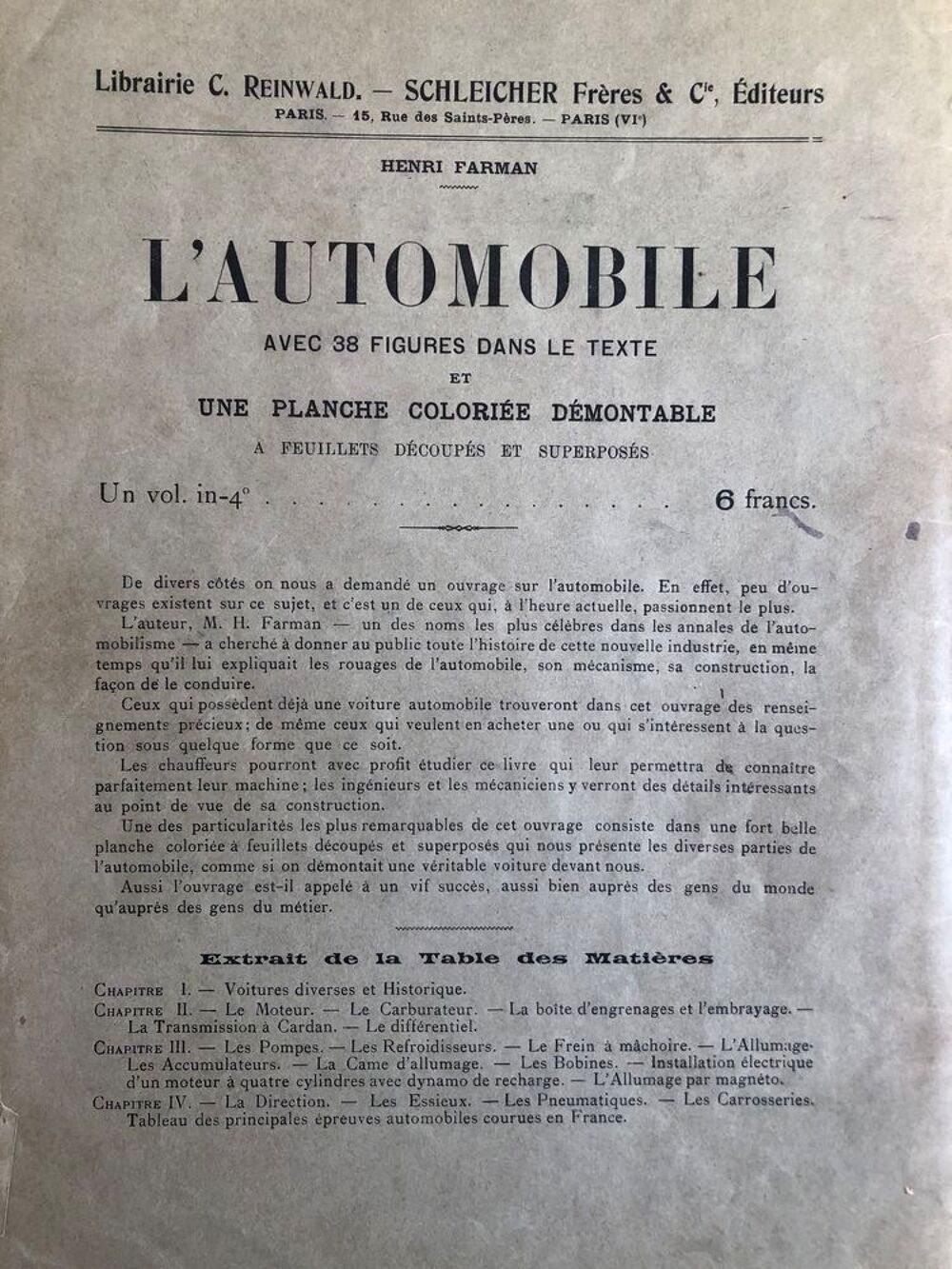 LIVRE AUTOMOBILE
FARMAN 