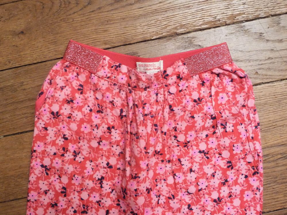 Pantalon L&eacute;ger Rose Fleuri avec 2 Poches- Du Pareil Au M&ecirc;me Vtements enfants