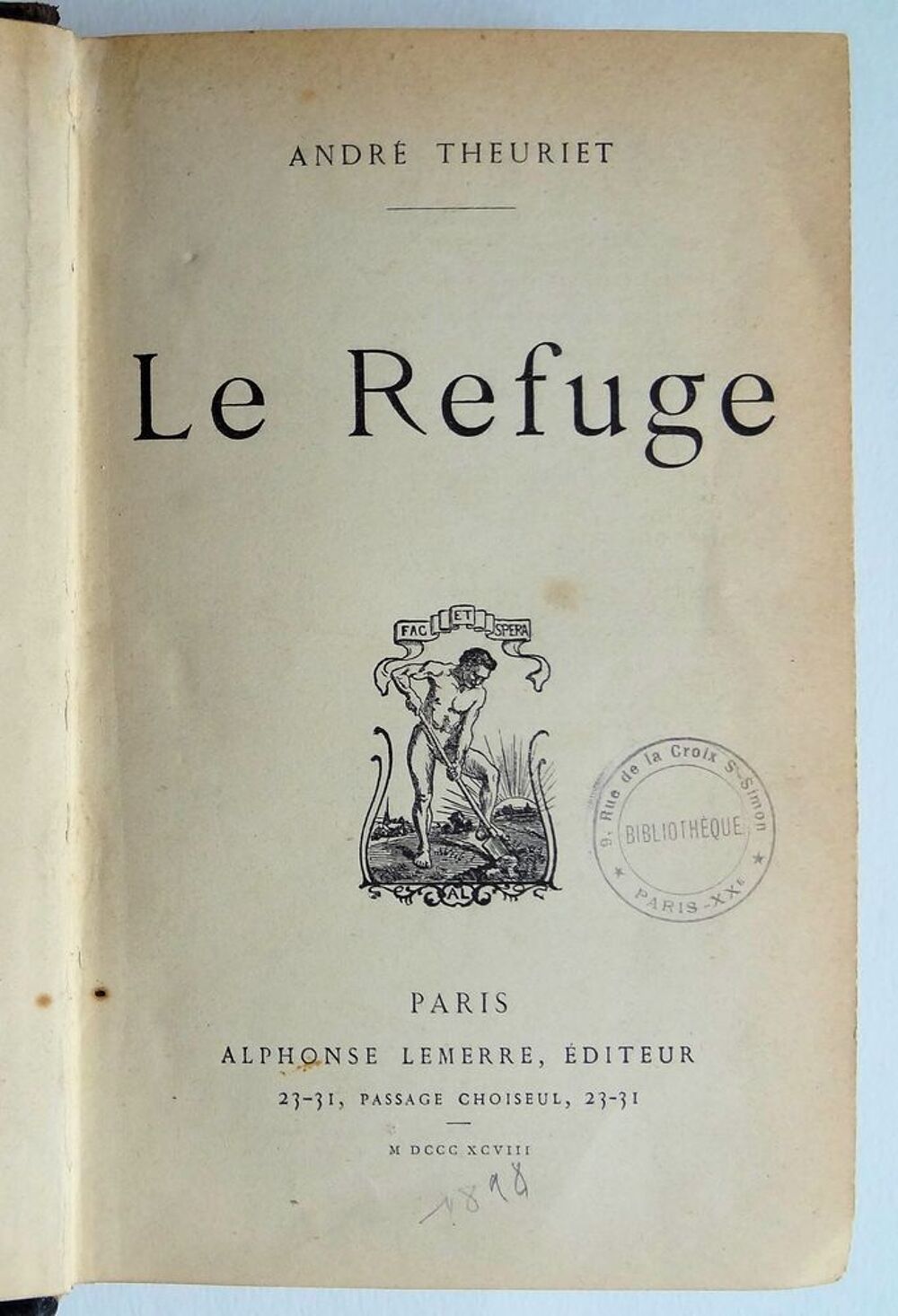 livre ancien- Le refuge 1898 