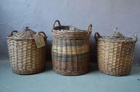 Lot de 3 bonbonnes XXL grande verre blanc 290 Wintzenheim (68)