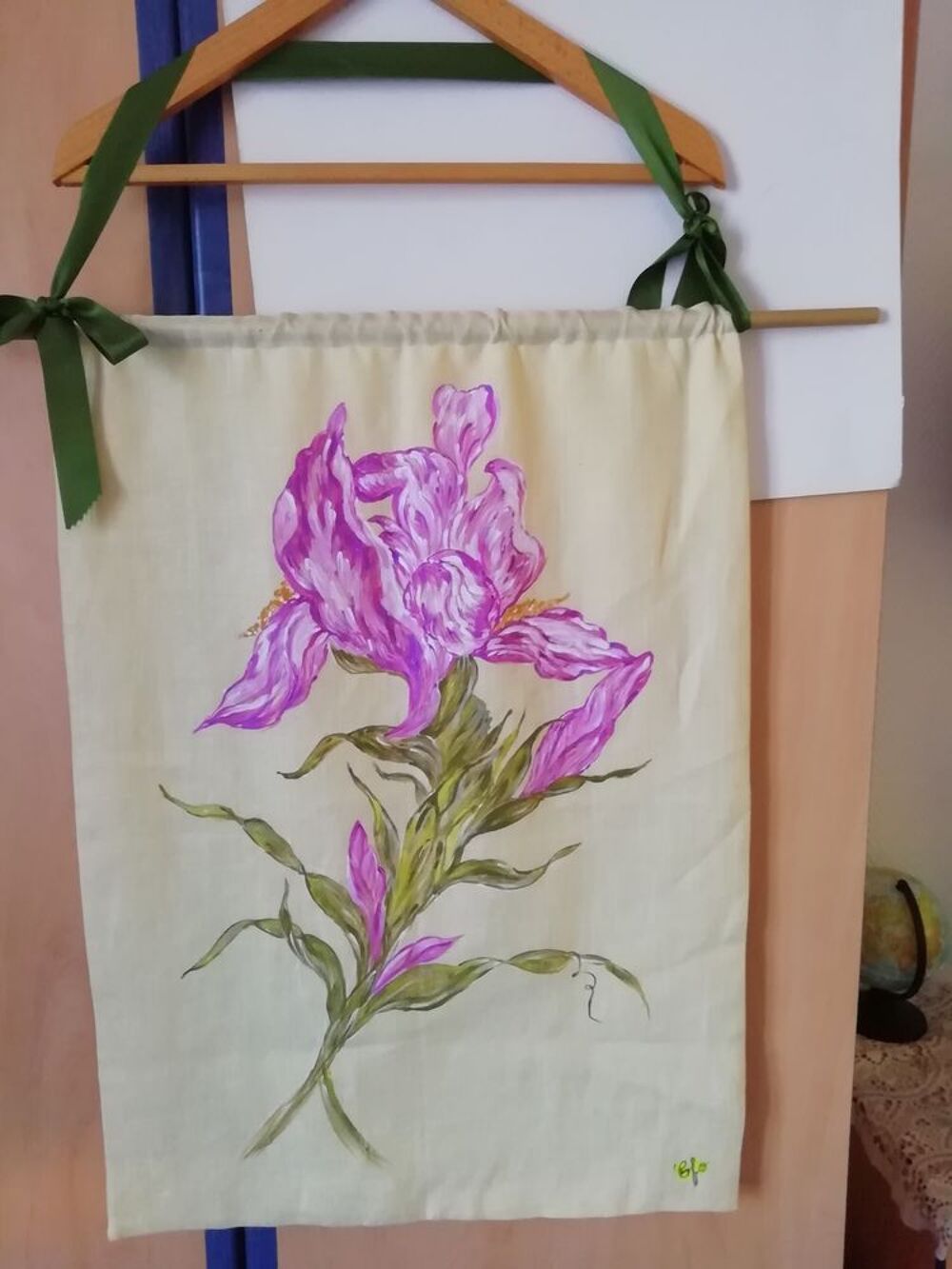 Toile peint &agrave; la main lg 70x50 fleur Décoration