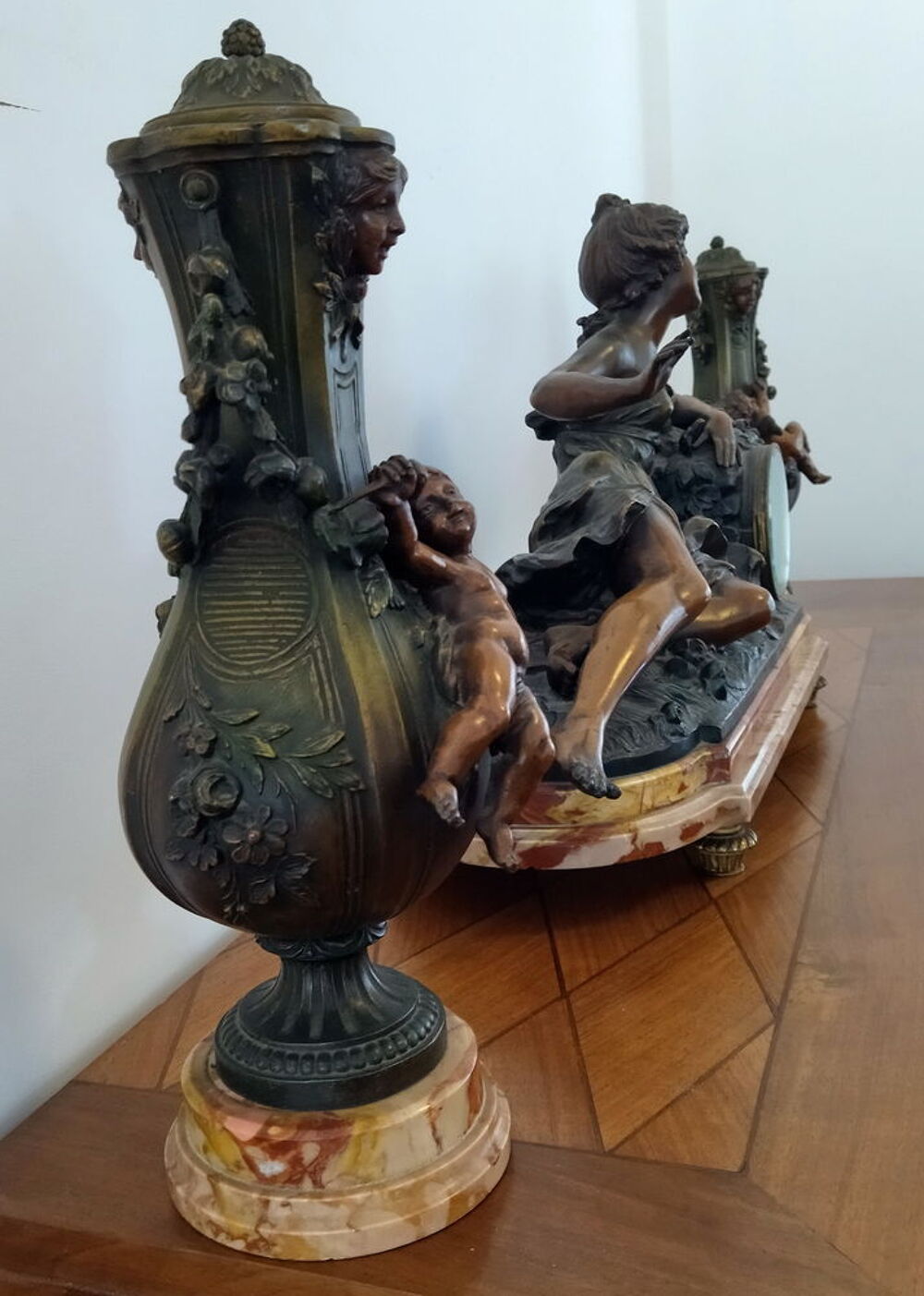 Garniture de chemin&eacute;e compl&egrave;te L&amp;F Moreau XIX&egrave;me D�coration