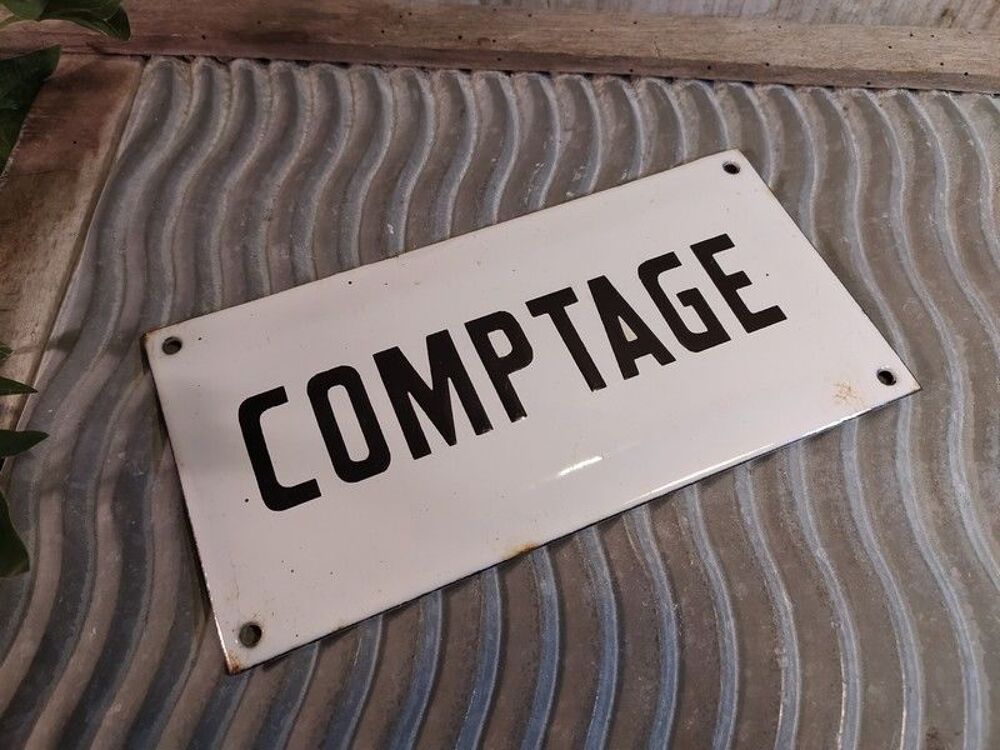 Ancienne Petite Plaque &Eacute;maill&eacute;e Comptage 