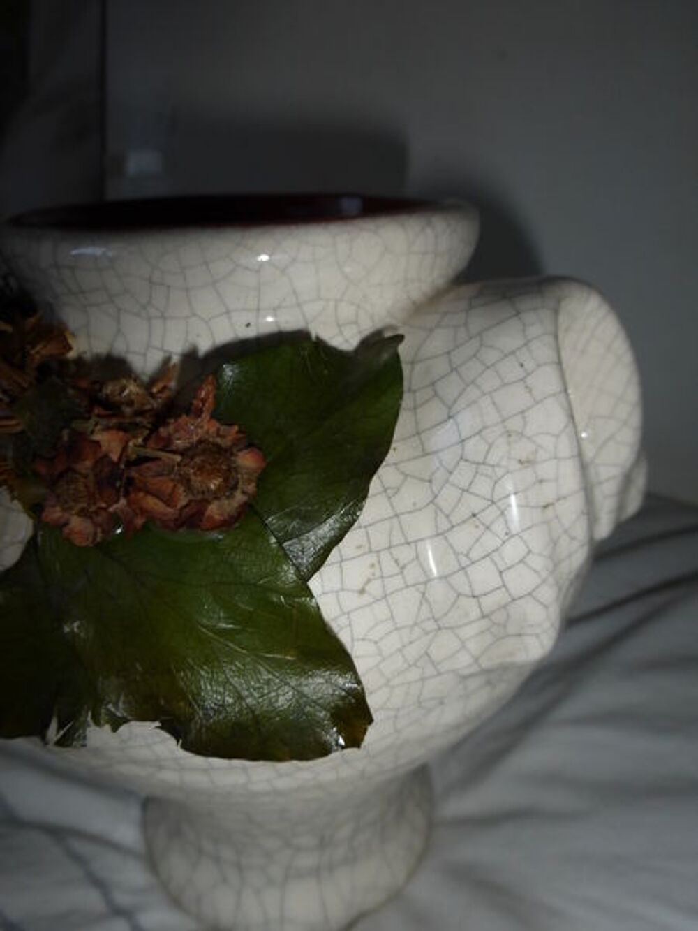 VASE "craquel&eacute;" ton cr&egrave;me NEUF Décoration
