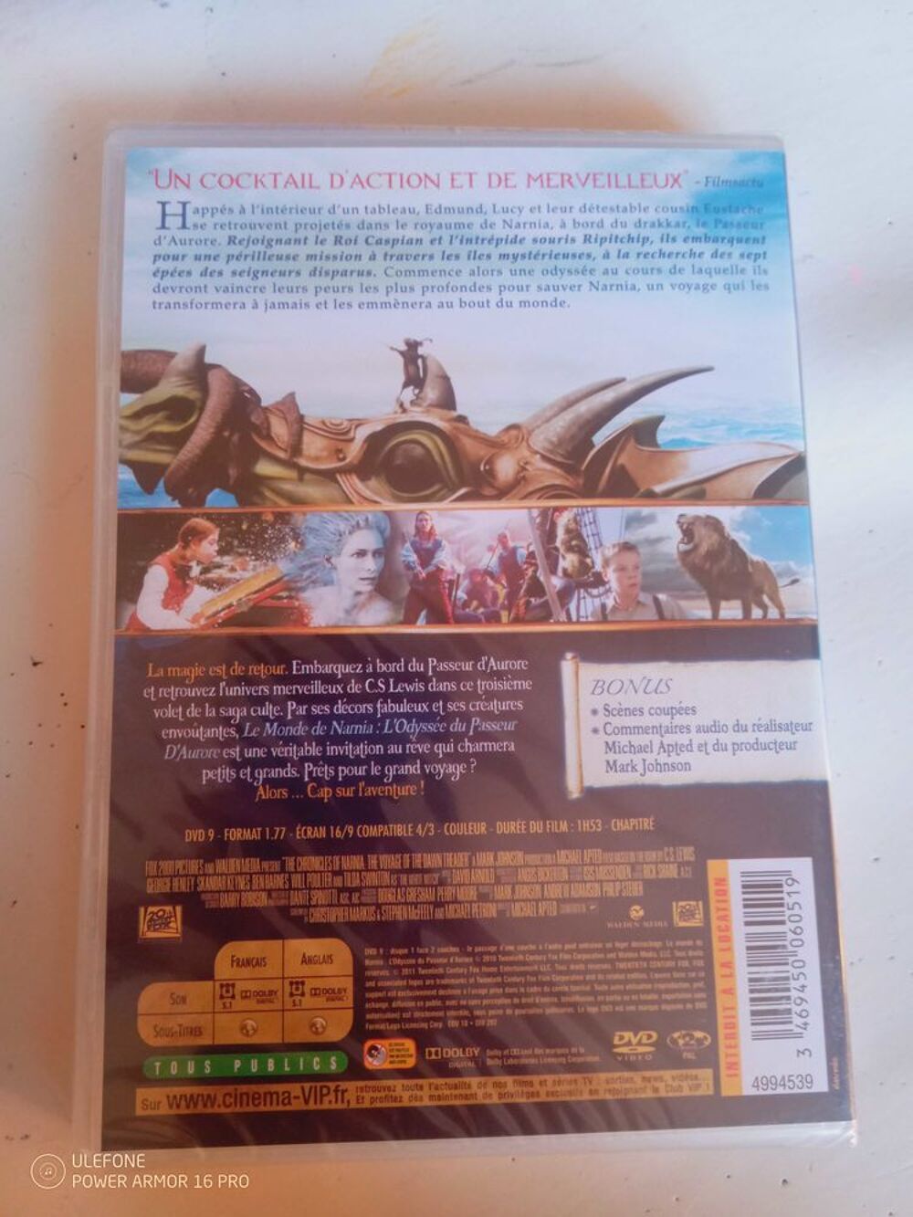 DVD Narnia l'odyss&eacute;e du passeur d'aurore neuf sous blister DVD et blu-ray