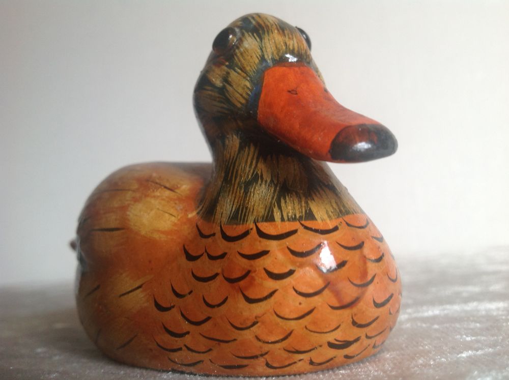 CANARD EN BOIS PEINT A LA MAIN L 12,5cm x H 7cm Envoi Possib Décoration