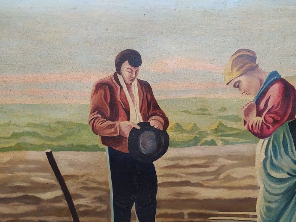 Ancien Tableau l'Ang&eacute;lus d'Apr&egrave;s Jean Fran&ccedil;ois Millet 