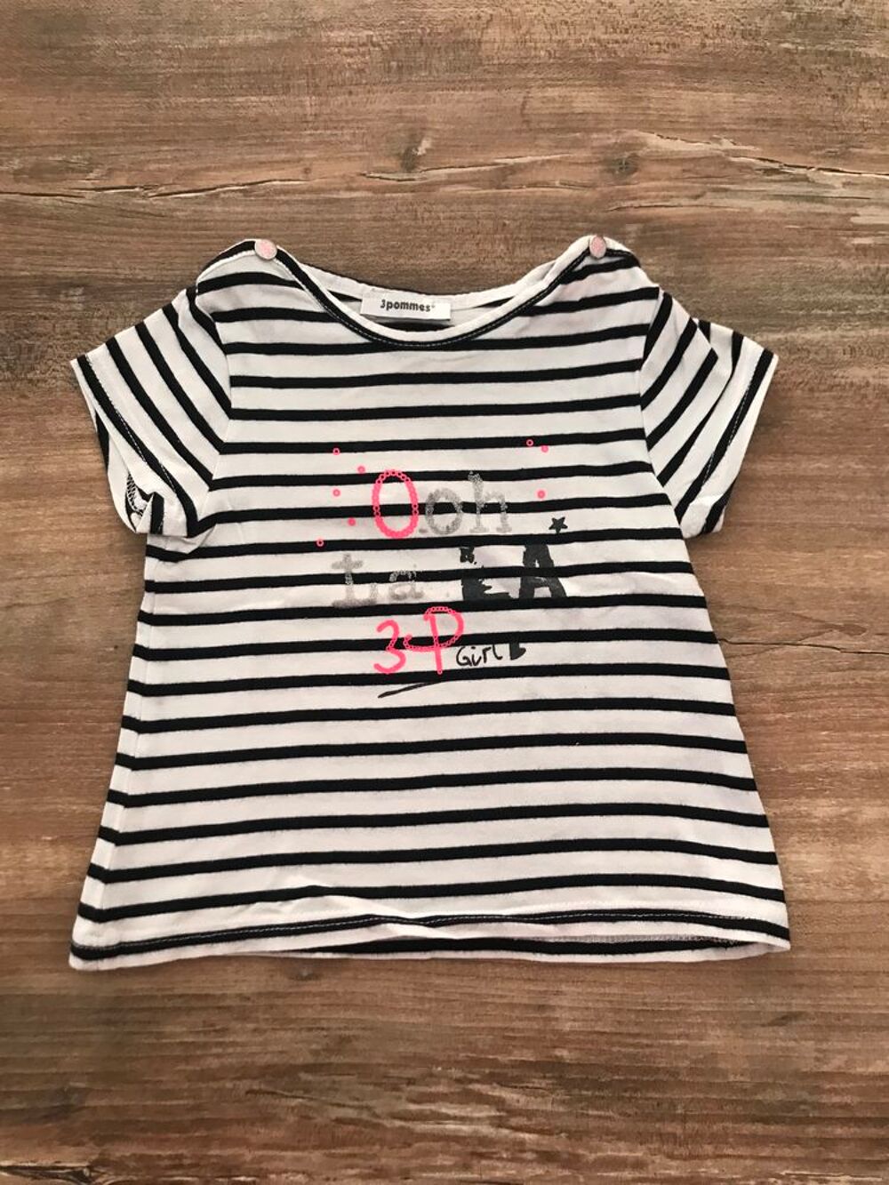 Tee shirt marin enfant fille " 3 Pommes " V�tements enfants