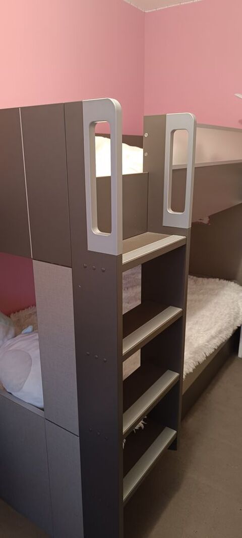 Lit superposé Gauthier gris+1matelas+tiroir d rangement Bagneux (92)