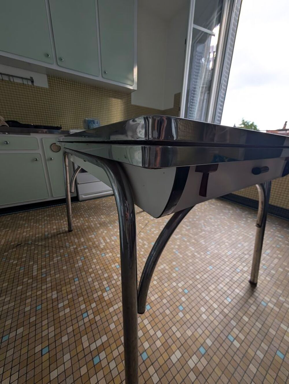 Table en formica d'&eacute;poque 1960 verte Meubles