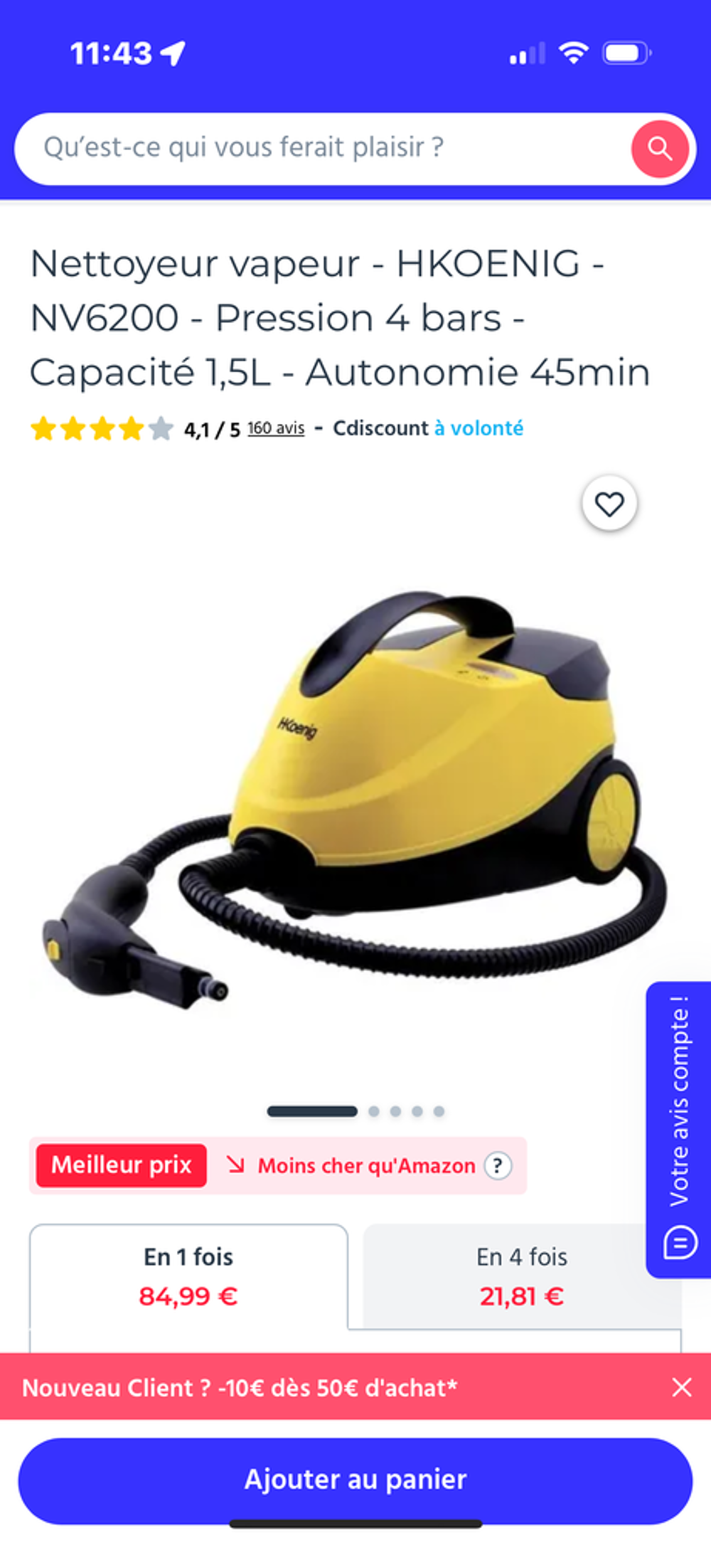 Nettoyeur vapeur HKoening &eacute;tat neuf jamais servie - Electroménager