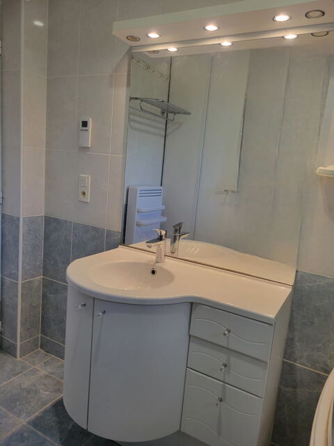 Meuble blanc sous vasque + vasque + miroir 90 cm 50 Thilouze (37)