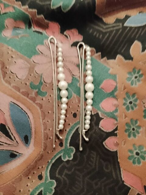 lot de 2 barrettes �  cheveux en m�tal Dor� et perles en plastique blanches vintage ann�es 70. 8 Carqueiranne (83)