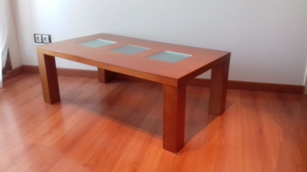 Table basse sal&oacute;n bois et cristal Meubles