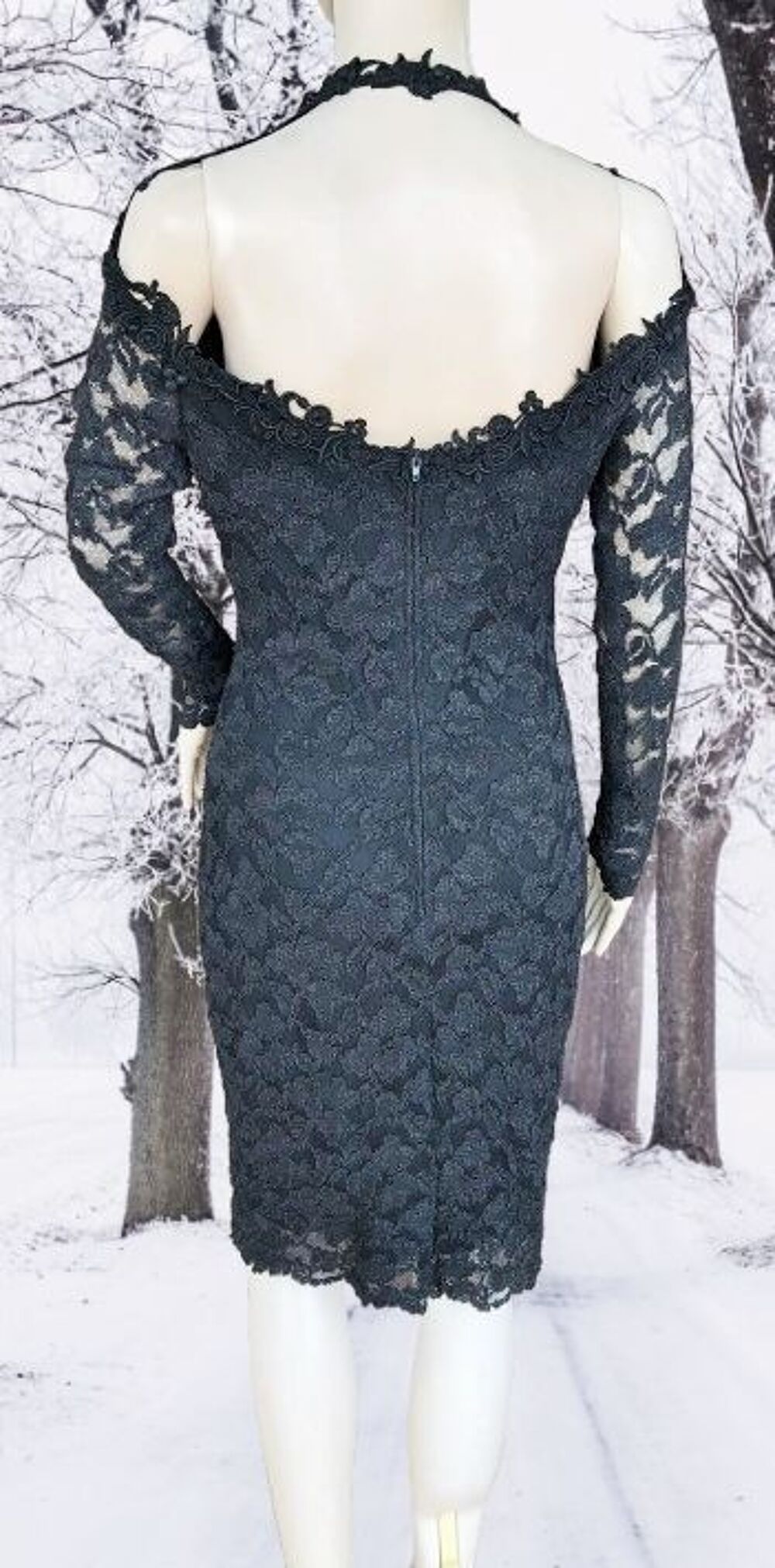 ROBE FOURREAU VINTAGE D&Eacute;COUPE ORIGINALE &amp; DENTELLE FLEURS Vêtements