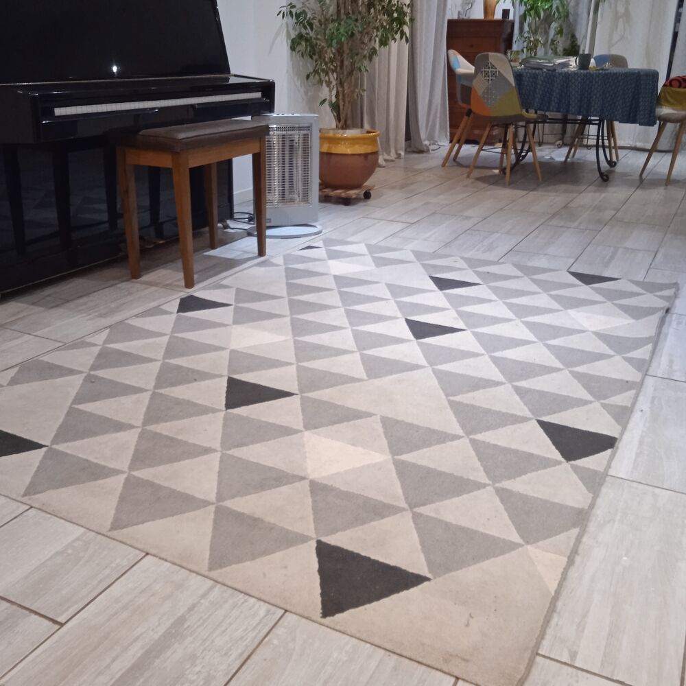 Grand tapis motifs g&eacute;om&eacute;triques triangles 160*229 Décoration