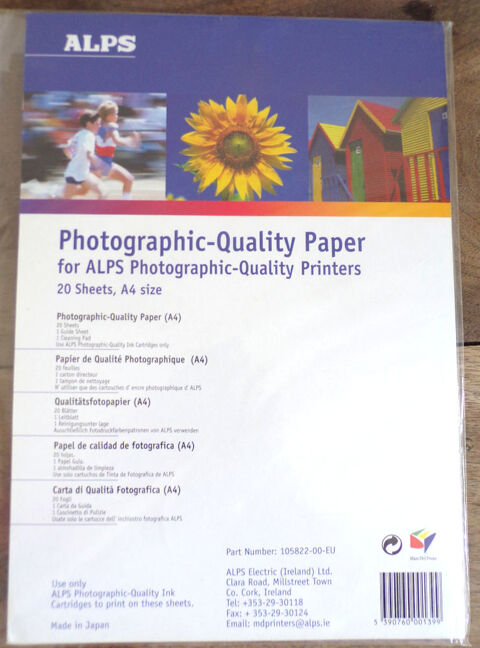 Alps papier de qualit photographique format A4 21X29,7 20 f 15 Laval (53)