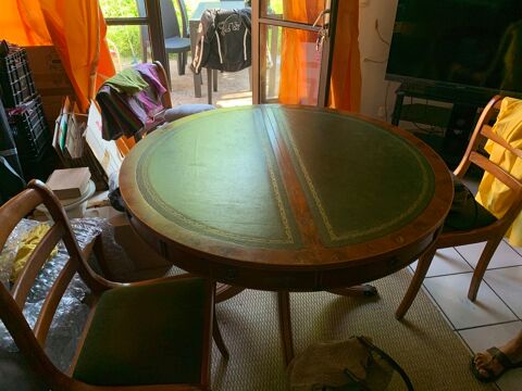 Table noyer 4 chaise et rallonge cuir bois 499 Saint-Andr-de-Seignanx (40)