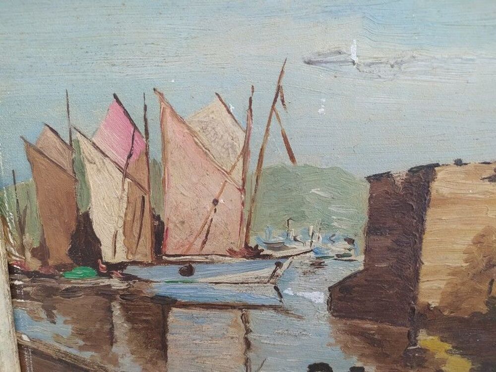 Tableau Paysage Breton Marine Port Concarneau non sign&eacute; 