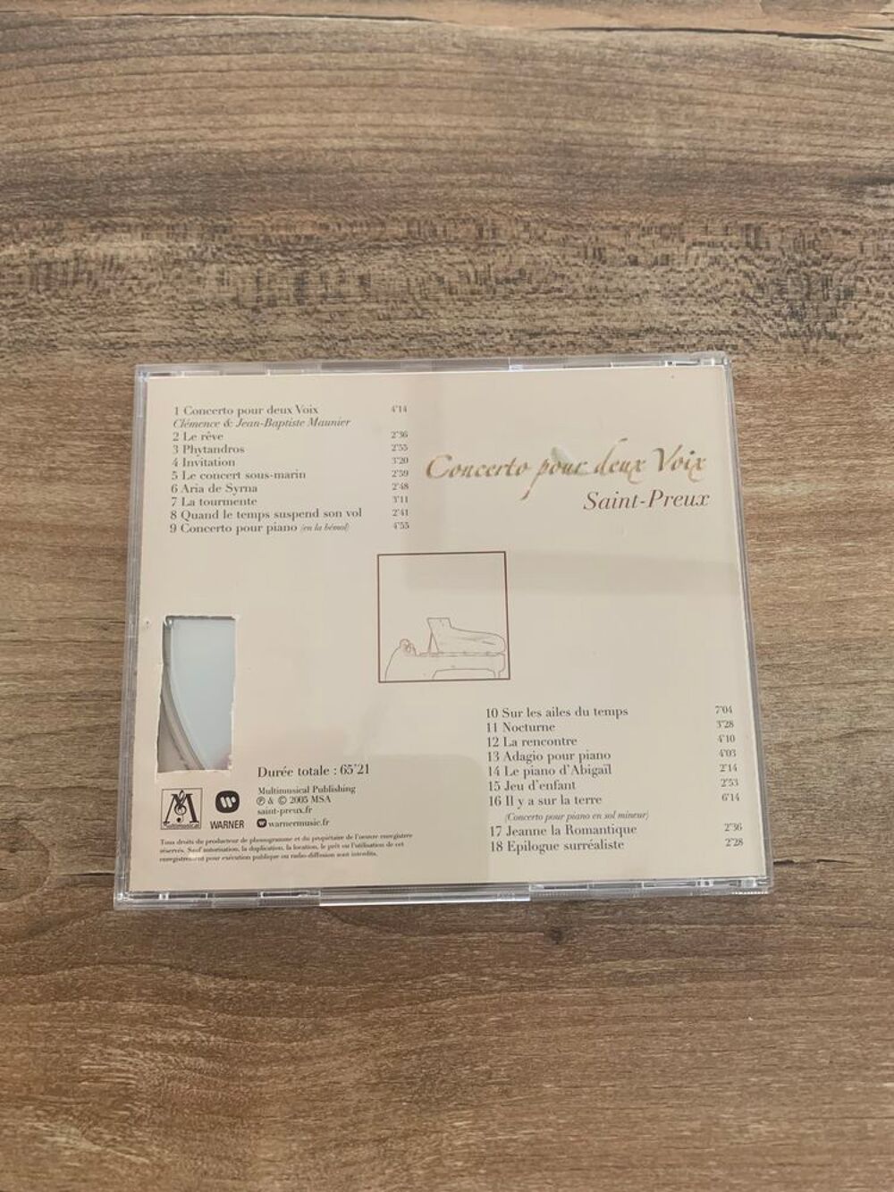 CD Saint - Preux " Concerto pour deux voix CD et vinyles