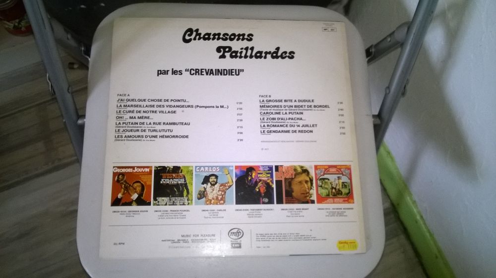 Vinyle Crevaindieu
Chansons Paillardes Vol 3
1977
Excelle CD et vinyles