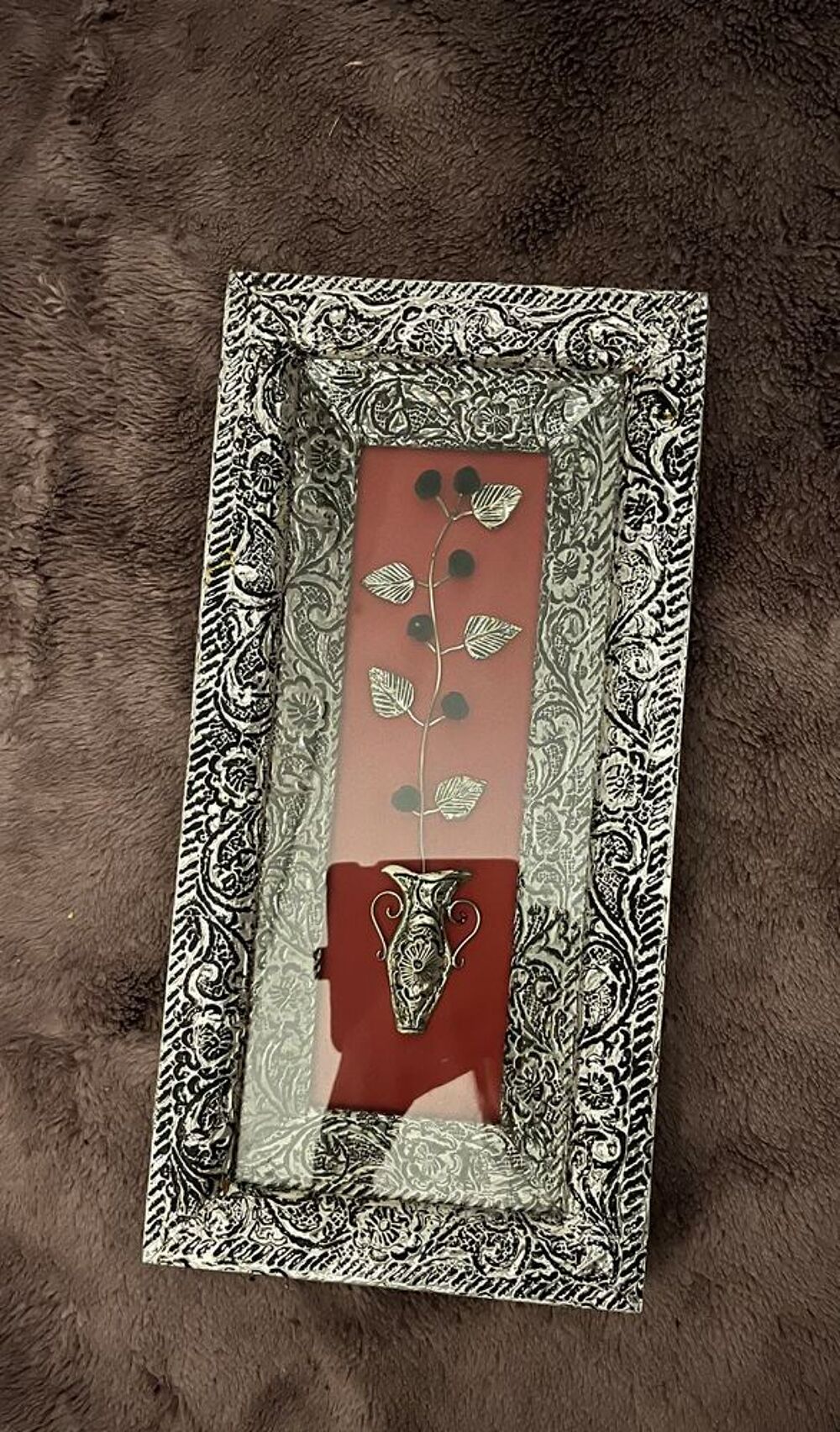 Cadre artisanale sous verre vase Ambre Décoration
