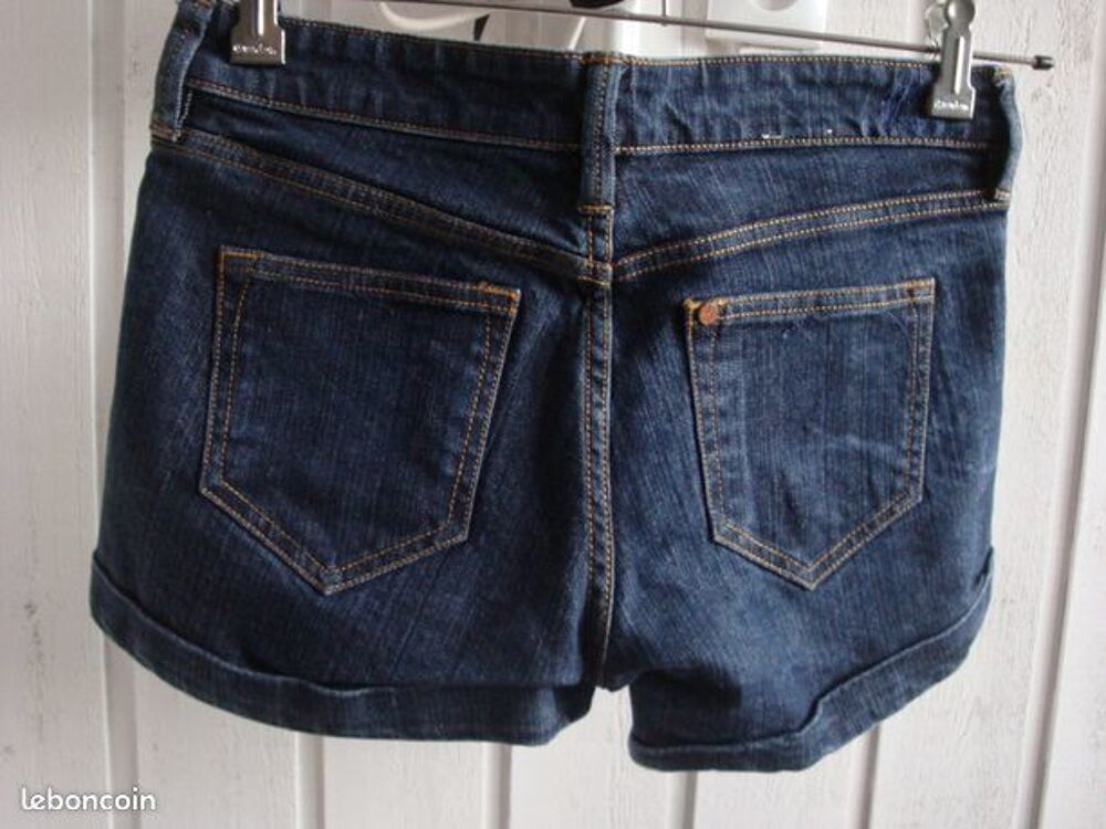 Short en jean bleu fonc&eacute; Vtements