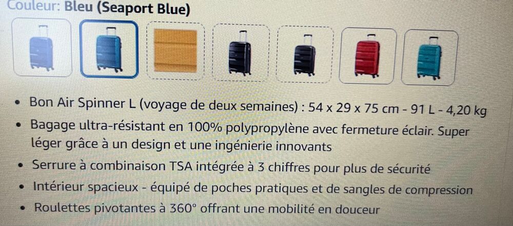 American Tourister Bon Air Spinner Valise 75cm 91L Blue Maroquinerie