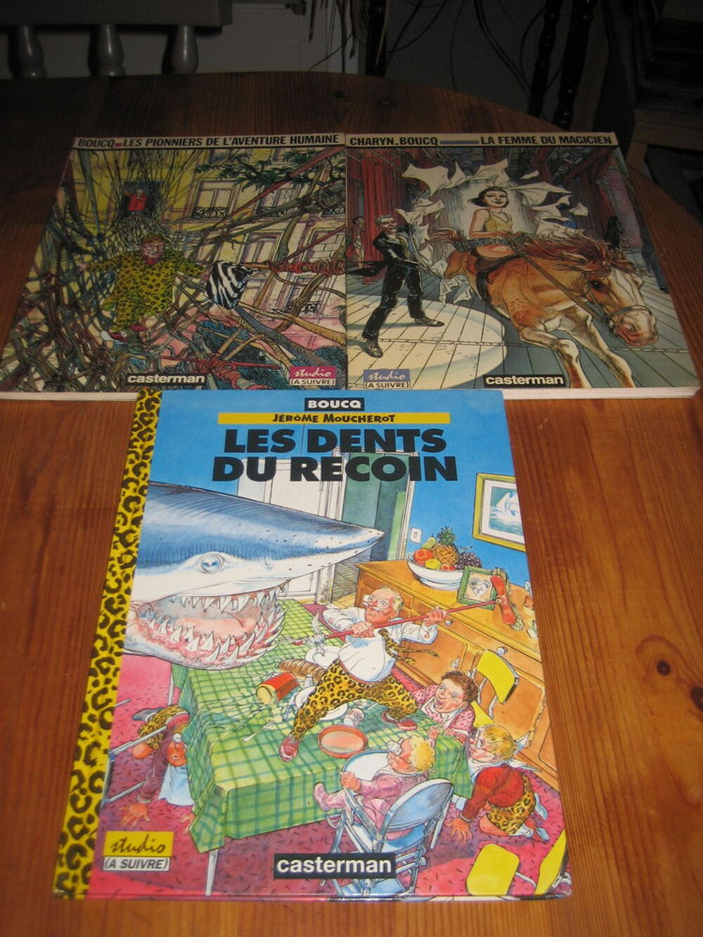 lot 3 bd BOUCQ en eo: pionniers de l'aventure/les dents du requin.femme du magicien Livres et BD