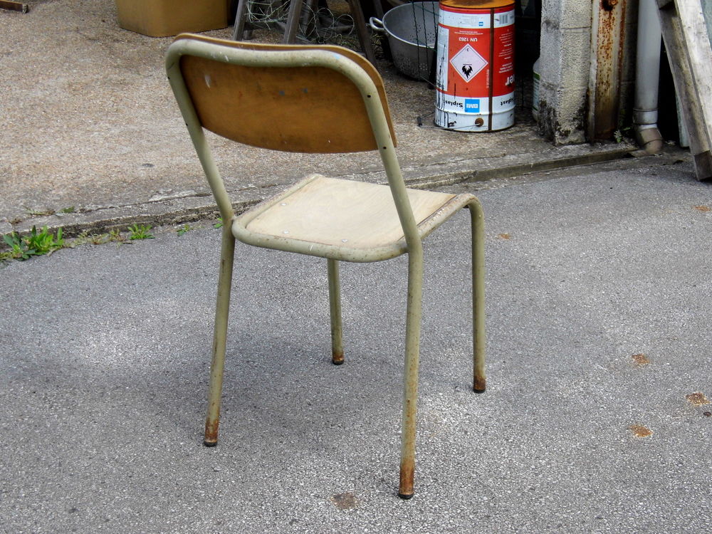 Chaise &eacute;colier vintage bureau ecolier ancienne chaise m&eacute;tal et bois Meubles
