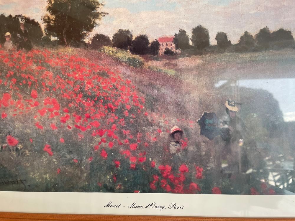 TABLEAU VITR&Eacute; dessin de Claude Monet Décoration