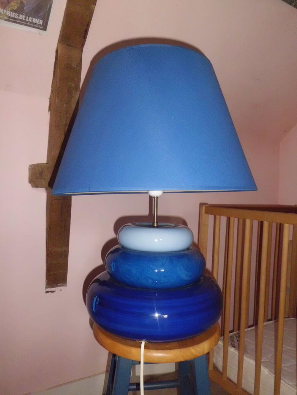 tr&egrave;s grosse lampe de s&eacute;jour abat jour bleu Décoration